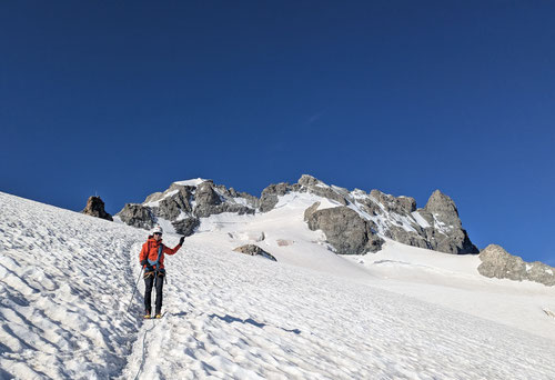 Refuge de l'Aigle; Arête du Promontoire, Grand Pic de la Meije, Traversée de la Meije, Refuge du Promontoire, les Enfetchores, Mejie, Überschreitung Barre des écrin, écrinmassiv, La Grave
