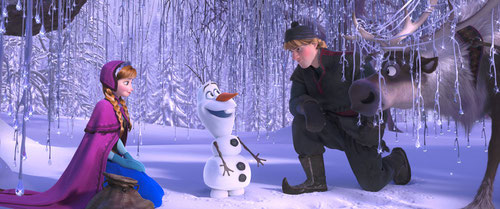 Anna la princesse, Olaf le bonhomme de neige, Kristoff le bûcheron et Sven le renne des neiges (©The Walt Disney Company)