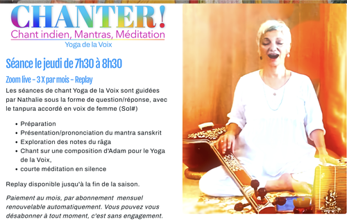 Séance de chant hebdomadaire par Zoom avec Nathalie