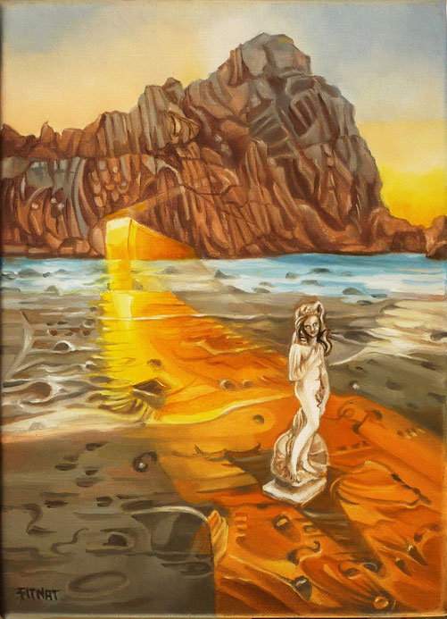 "La lumière substantielle". Huile sur toile. 20 x 26 cm. (avec les bordures peintes de la toile sur châssis).