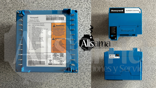 Control de flama Honeywell RM7840L1018 para sistemas de combustión industrial.