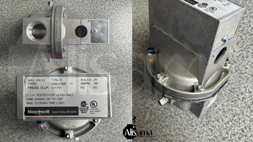 Válvula de gas Honeywell V88J1006 para sistemas de combustión industrial y control del suministro de gas.