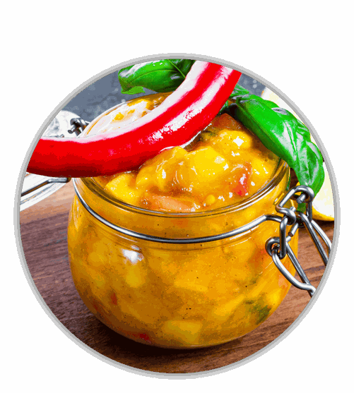 Rezept; Mango; Chutney; Yummi; Ingwer; Zitronenmelisse; Knoblauch; geräuchert; Frankreich; Nordfrankreich; Knobi; Knolle; Kibu; Kibü; KibüWürze