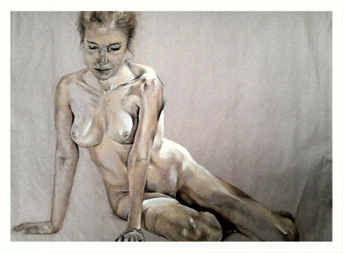 Nude in pastels and coloured charcoal