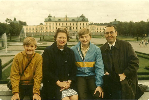 The Lindgrens (I'm on the left) are pictured in 1970 at Drottningholm Palace in Stockholm, Sweden.