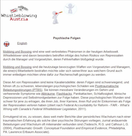 Quelle: http://www.whistleblowing.at/Whistleblowing_Austria/Psychische_Folgen.html