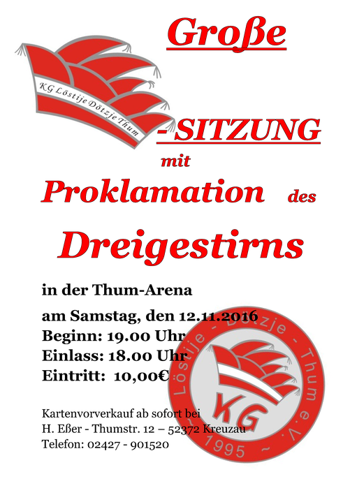 Große Kappensitzung mit Proklamation des Dreigestirns