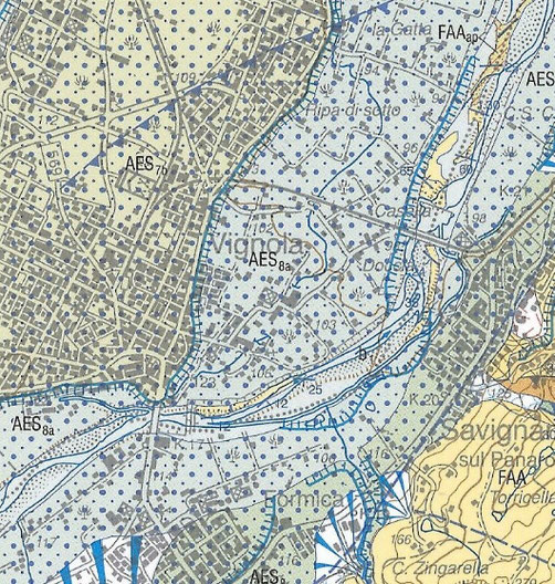 Carta geologica dell'area di Vignola.