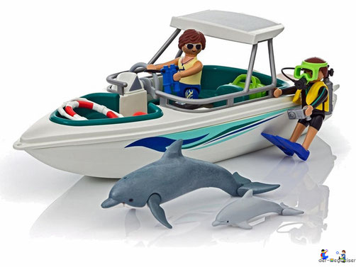Besonderheiten im Playmobil Paket 6981 ist ein Boot und der schwimmfähiger Delfin.