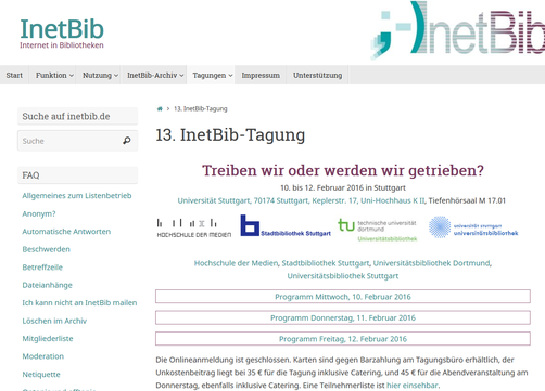 Die Website der 13. InetBib-Tagung