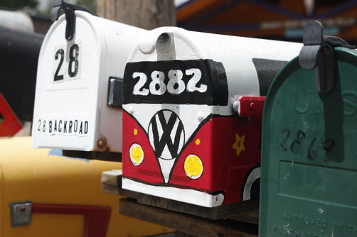 Mailboxes in Madrid, New Mexico on Turquoise Trail