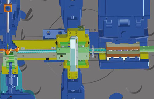 3D Ansicht eines Bihler Werkzeug in Plattenbauweise inklusive Montageeinheit. 