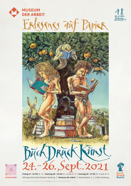Einladungskarte zur Messe BuchKunstDruck 2021, Museum der Arbeit Hamburg