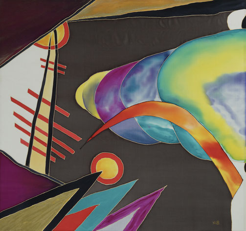 Raum, auf Seide, 85 x 80 cm