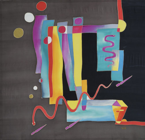 Schlangenkopf, auf Seide, 85 x 80 cm
