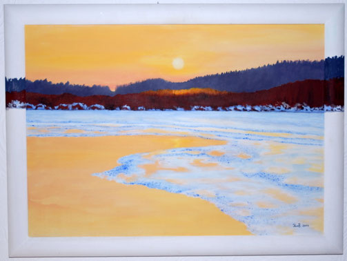 Am See, Acryl auf Leinwand, 70 x 50 cm mit Rahmen