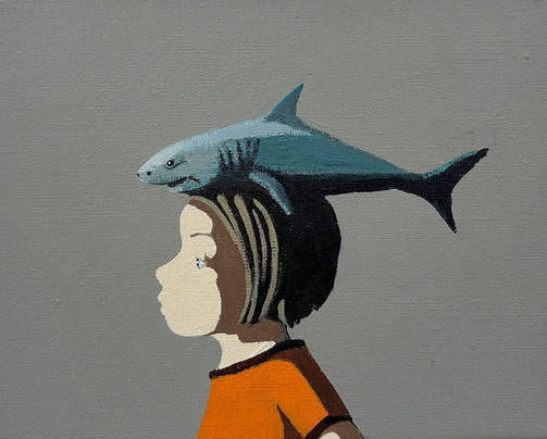 shark - Acryl auf Leinwand, 24x30cm, 2023