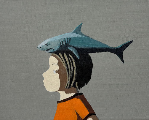 shark - Acryl auf Leinwand, 24x30cm, 2023 | verkauft