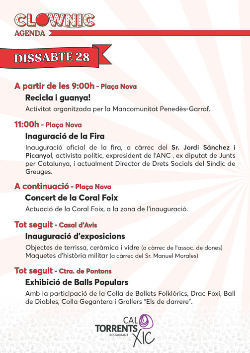 Programa del Festival Clownic en Torrelles de Foix