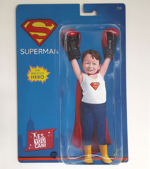 Art contemporain, artpainting, art urbain, colors, fun, humour, superboy, greatest hero
