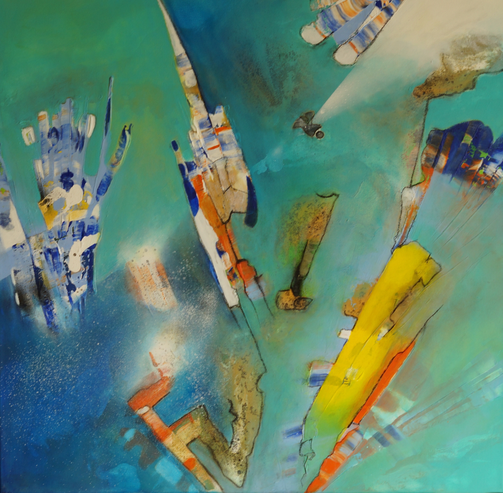 Ins All, Acryl-Mischtechnik auf Leinwand, 80 x 80 cm