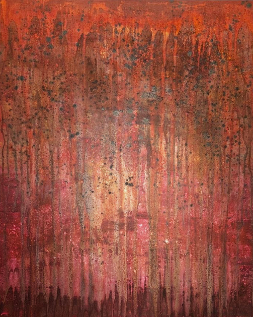 DIE ERDE IST MUTIG. | 120 x 100 cm | Gouache & Ei-Tempara (mit Mineral- und Erdpigmenten) auf Leinwand