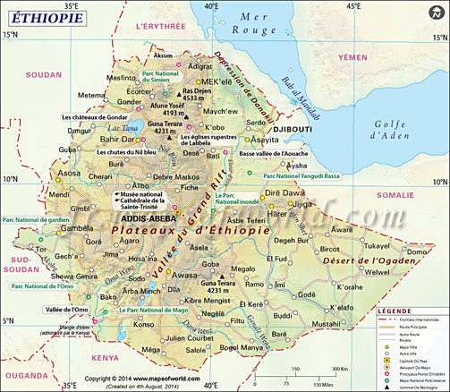 Ethiopie, carte géographique de l'éthiopie, carte de l'Ethiopie, Addis Abeba, 