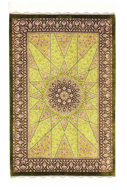 タギーペルシャ絨毯　クムシルク絨毯 