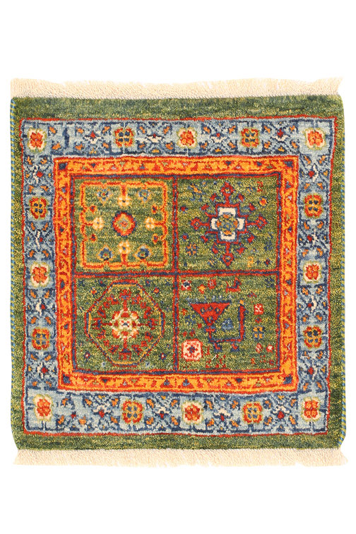 タギーペルシャ絨毯　トライバルラグ 座布団サイズ タイル調