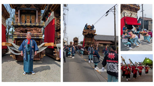 半田市　乙川祭り　山車を引く男衆など