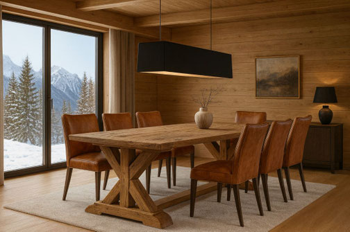 Esstisch Gallus Klostertisch aus antiker Eiche mit Querfries – Altholzdesign