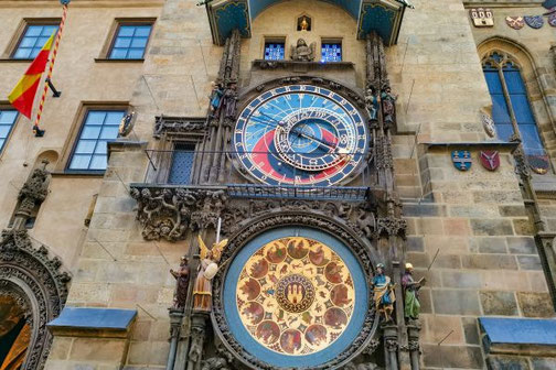 Prag, Altstadt, Die Traumreiser, Altstädter Rathaus, Rathausuhr, historisch