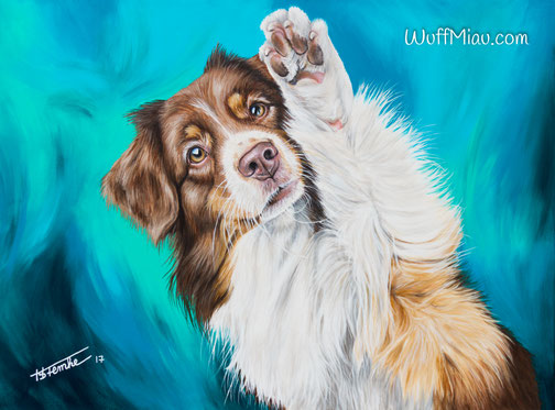 Hundegemälde "Australian Shepherd Gruß - Kaylee"