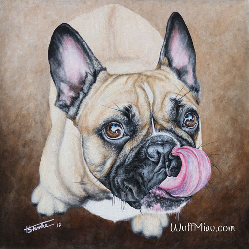 Hundegemälde "Französische Bulldogge Zungenspiel - Lotta"