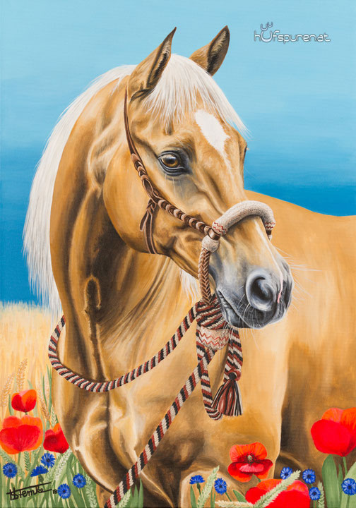 Pferdegemälde "Quarter Horse Palomino - Mex Power"