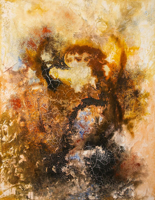 „Aufruhr“ / 2009 / Baumaterialien-Mischtechnik auf Leinwand 100 x 120 cm