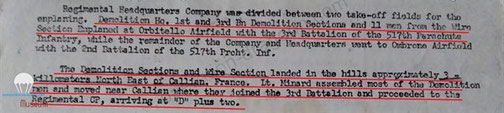 After action reporting that Demolition platoon was split in 2 parts and mentionning second part was dropped 20 miles north of the drop zone.
