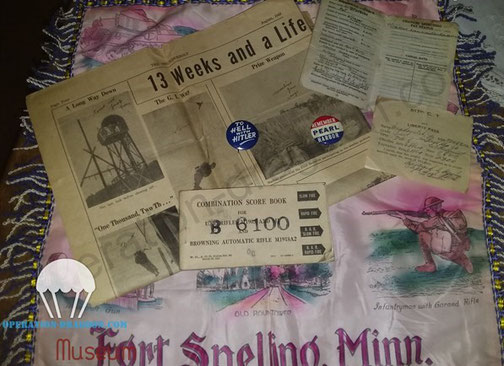 John BRADOVICH memorabilia : 517th 1943 thunderbolt, B.A.R rifle range book with john laundry number :B 6100. John pay book and his last pass downtown before took off for Dragoon.