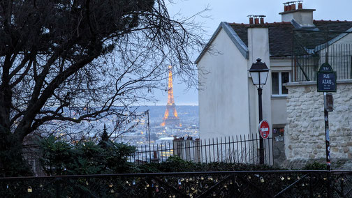 Blick von Montmartre in Richtung Eiffelturm.