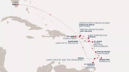 Explora II - Von Miami nach San Juan Routenkarte