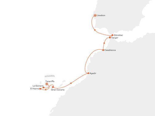 EUX2806 Reiseroute mit MS EUROPA 2