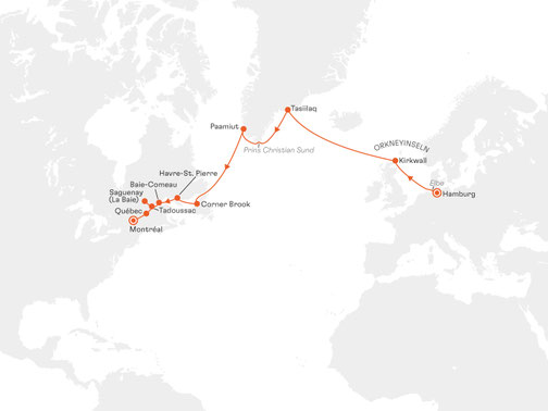 EUR2821 Reiseroute mit MS EUROPA