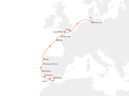 EUX2816 Reiseroute mit MS EUROPA 2