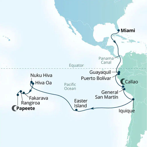 Route der Seabourn Quest - Etappenreise 2027 Panamakanal