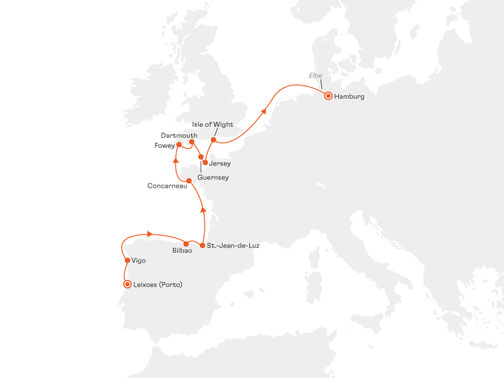 EUR2816 Reiseroute mit MS EUROPA