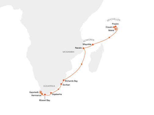 NAT2806 Reiseroute mit HANSEATIC nature