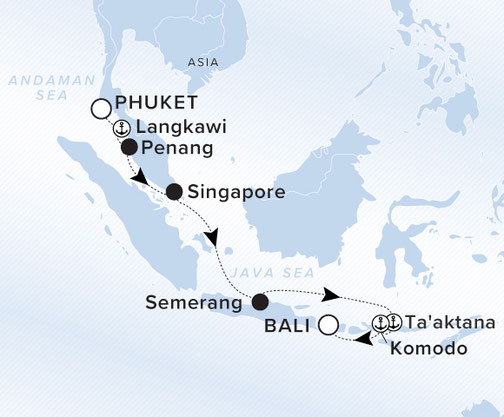 Reiseroute Phuket nach Bali