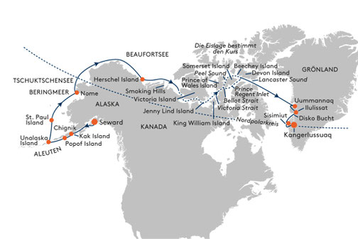 Reiseroute Nordwestpassage Hanseatic spirit