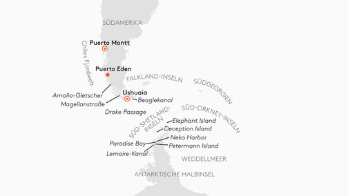 Routenkarte SPI2600 HANSEATIC spirit Weihnachtsreise