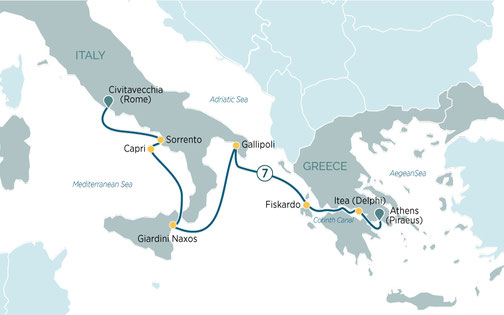 Emerald Cruises - Mittelmeer Reiseroute